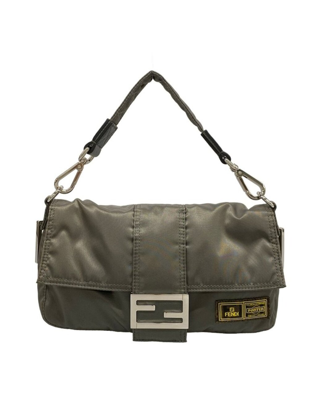 Fendi Handbag Baguette Mamma Bucket Gray Porter Collaboration 3way